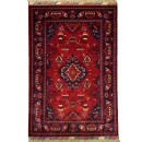 79x120cm Handmade Turkish Red & Blue Wool Carpet – Traditional Floral and Geometric Design from Afghanistan