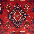79x120cm Handmade Turkish Red & Blue Wool Carpet – Traditional Floral and Geometric Design from Afghanistan