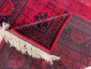 122x184 cm Handmade Turkish Red & Blue Wool Carpet – Traditional Geometric and Floral Design from Afghanistan