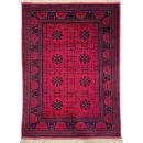 122x184 cm Handmade Turkish Red & Blue Wool Carpet – Traditional Geometric and Floral Design from Afghanistan
