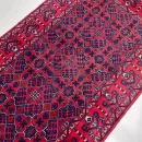 87x146cm Handmade Turkish Red & Blue Wool Carpet – Intricate Geometric Design from Afghanistan