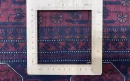 83x117cm Handmade Turkish Wool Carpet – Vibrant Red & Blue Floral and Geometric Design from Afghanistan