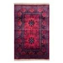 83x117cm Handmade Turkish Wool Carpet – Vibrant Red & Blue Floral and Geometric Design from Afghanistan