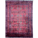 166 X 234cm Handmade Turkish Wool Carpet – Rich Red & Blue Floral and Geometric Design from Afghanistan