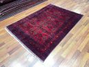 166 X 234cm Handmade Turkish Wool Carpet – Rich Red & Blue Floral and Geometric Design from Afghanistan