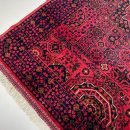 102X152cm Handmade Turkish Wool Carpet – Elegant Red & Blue Floral and Geometric Design from Afghanistan