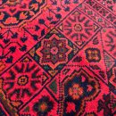 102X152cm Handmade Turkish Wool Carpet – Elegant Red & Blue Floral and Geometric Design from Afghanistan