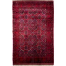 84X121cm Handmade Turkish Wool Carpet – Vibrant Red & Blue Geometric Design from Afghanistan
