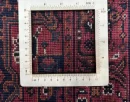 86X122cm Handmade Turkish Wool Carpet – Bold Red & Blue Floral and Geometric Design from Afghanistan