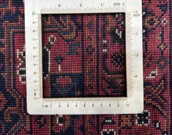 86X122cm Handmade Turkish Wool Carpet – Bold Red & Blue Floral and Geometric Design from Afghanistan - Image 3