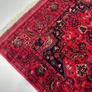 86X122cm Handmade Turkish Wool Carpet – Bold Red & Blue Floral and Geometric Design from Afghanistan