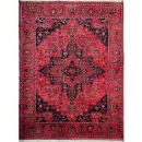 160X210cm Handmade Turkish Wool Carpet – Rich Red & Blue Floral Design from Afghanistan