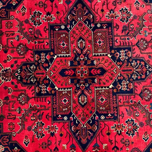 160X210cm Handmade Turkish Wool Carpet – Rich Red & Blue Floral Design from Afghanistan - Image 2