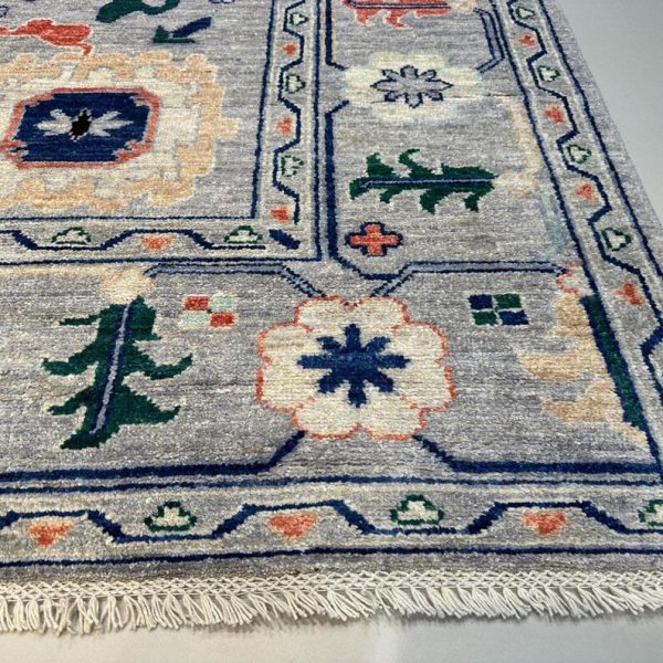 280X385cm Handmade Turkish Wool Carpet – Light Blue & Multicolor Floral Design from Afghanistan - Image 4