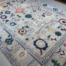 280X385cm Handmade Turkish Wool Carpet – Light Blue & Multicolor Floral Design from Afghanistan