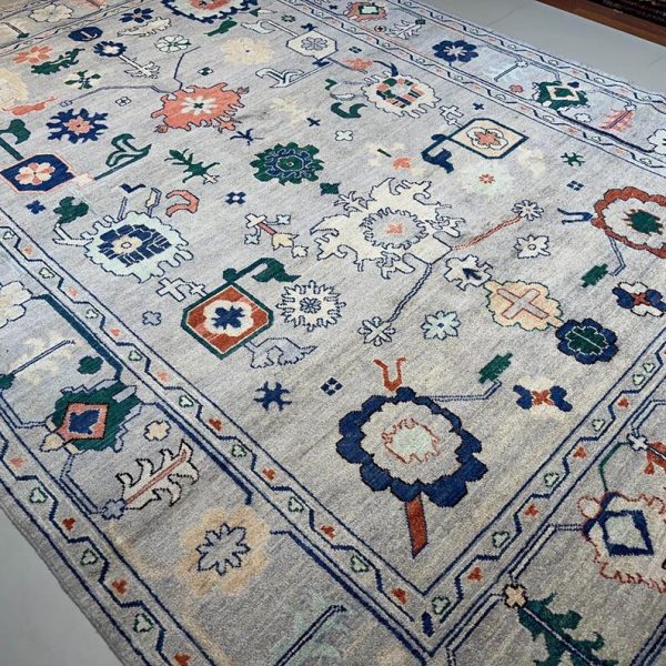 280X385cm Handmade Turkish Wool Carpet – Light Blue & Multicolor Floral Design from Afghanistan - Image 5