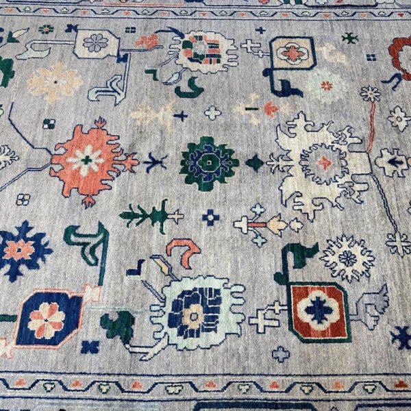 280X385cm Handmade Turkish Wool Carpet – Light Blue & Multicolor Floral Design from Afghanistan - Image 6