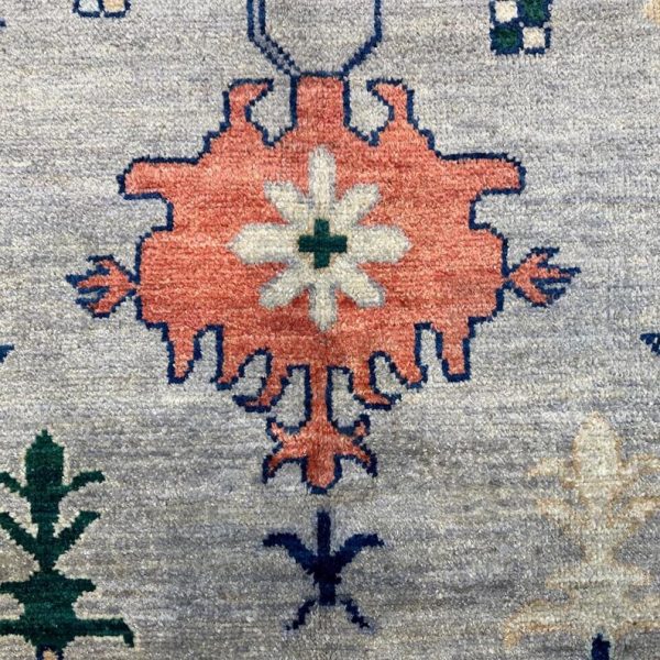 280X385cm Handmade Turkish Wool Carpet – Light Blue & Multicolor Floral Design from Afghanistan - Image 2