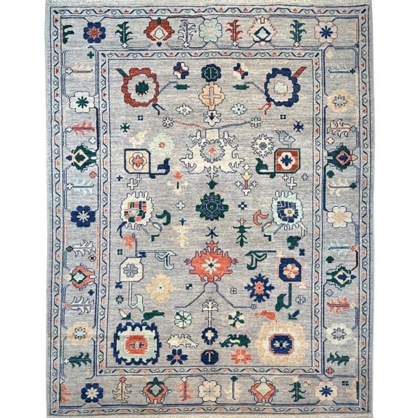 280X385cm Handmade Turkish Wool Carpet – Light Blue & Multicolor Floral Design from Afghanistan