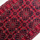 84X127cm Handmade Turkish Wool Carpet – Bold Red & Navy Blue Geometric Design from Afghanistan