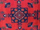 101X149cm Handmade Turkish Wool Rug – Vibrant Red & Blue Geometric Floral Carpet from Afghanistan