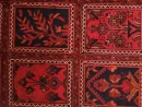 144X200cm Handmade Turkish Wool Rug – Red & Blue Geometric and Floral Design Carpet from Afghanistan