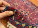 100X145cm Handmade Turkish Wool Rug – Vibrant Red & Blue Geometric Floral Carpet from Afghanistan