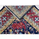 272X354cm Handmade Turkish Wool Rug – Intricate Red, Blue & Yellow Floral Design Carpet from Afghanistan