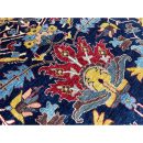 272X354cm Handmade Turkish Wool Rug – Intricate Red, Blue & Yellow Floral Design Carpet from Afghanistan