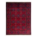 156X202cm Handmade Turkish Wool Rug – Vibrant Red & Blue Geometric Floral Design Carpet from Afghanistan