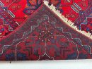 156X202cm Handmade Turkish Wool Rug – Vibrant Red & Blue Geometric Floral Design Carpet from Afghanistan