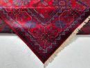 156X202cm Handmade Turkish Wool Rug – Vibrant Red & Blue Geometric Floral Design Carpet from Afghanistan