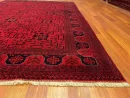 201 X 294 cm Handmade Turkish Wool Rug – Bold Red & Blue Geometric Design Carpet from Afghanistan