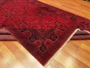 201 X 294 cm Handmade Turkish Wool Rug – Bold Red & Blue Geometric Design Carpet from Afghanistan