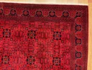 201 X 294 cm Handmade Turkish Wool Rug – Bold Red & Blue Geometric Design Carpet from Afghanistan