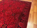 201 X 294 cm Handmade Turkish Wool Rug – Bold Red & Blue Geometric Design Carpet from Afghanistan