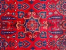 168 X 240 cm Handmade Turkish Wool Carpet – Rich Red & Blue Floral and Geometric Design from Afghanistan