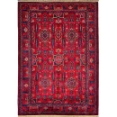168 X 240 cm Handmade Turkish Wool Carpet – Rich Red & Blue Floral and Geometric Design from Afghanistan