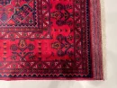 185 X 272 cm Handmade Turkish Wool Rug – Elegant Red & Blue Geometric Design Carpet from Afghanistan
