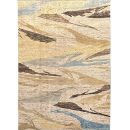 196 X 275 cm Handmade Turkish Wool Rug – Abstract Beige & Blue Modern Design Carpet from Afghanistan