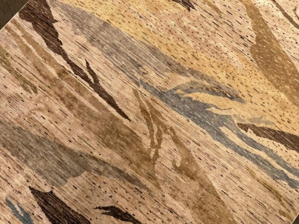 196 X 275 cm Handmade Turkish Wool Rug – Abstract Beige & Blue Modern Design Carpet from Afghanistan - Image 2