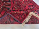 81 X 125 cm Handmade Turkish Wool Rug – Rich Red & Blue Floral Geometric Design from Afghanistan