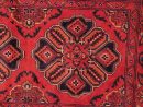 81 X 125 cm Handmade Turkish Wool Rug – Rich Red & Blue Floral Geometric Design from Afghanistan