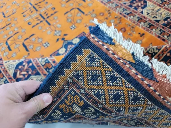 112 X 974 cm Handmade Orange Turkish Wool Rug – Traditional Geometric Design from Afghanistan - Image 5
