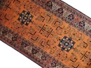 112 X 974 cm Handmade Orange Turkish Wool Rug – Traditional Geometric Design from Afghanistan