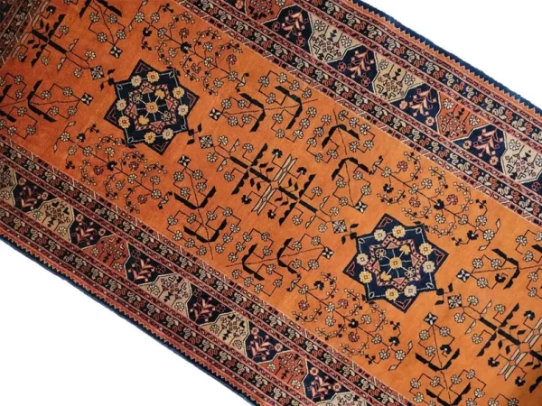 112 X 974 cm Handmade Orange Turkish Wool Rug – Traditional Geometric Design from Afghanistan - Image 2