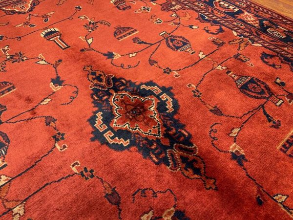 124 X 176 cm Handmade Anatolian Wool Carpet – Elegant Floral Design in Red and Navy - Image 5