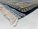 153 X 195cm Handmade Wool Rug – Elegant Blue and Beige Anatolian Design