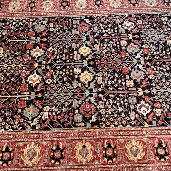 Exquisite Handmade Wool Rug – Timeless Persian Design with Intricate Floral Patterns in Black and Red, Perfect for Luxury Living Spaces - Image 3