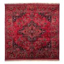 185X182cm Handmade Traditional Turkish Rug - Red and Blue Vintage Handwoven Kilim | Antique Carpet | Decorative Floor Rug